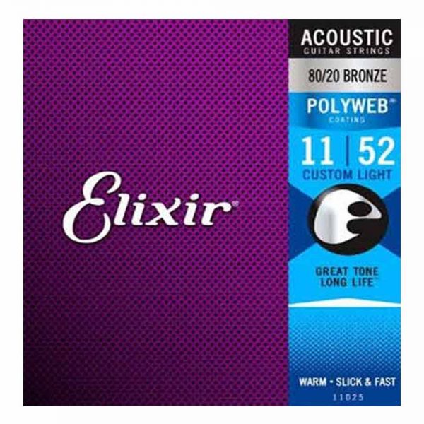 סט מיתרים לגיטרה אקוסטית אליקסיר Elixir 11025 Acoustic 80/20 Bronze POLYWEB® Coated - 11-52