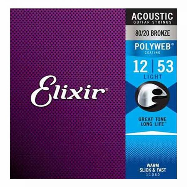 סט מיתרים לגיטרה אקוסטית אליקסיר Elixir 11050 Acoustic 80/20 Bronze POLYWEB® Coated - 12-53