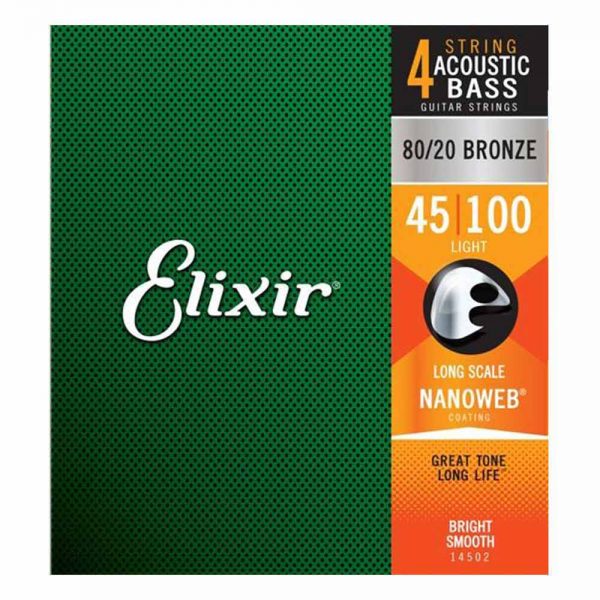 סט מיתרים לגיטרה בס אליקסיר - 45-100 - ELIXIR 14502 Bass NANOWEB® 80/20 Bronze