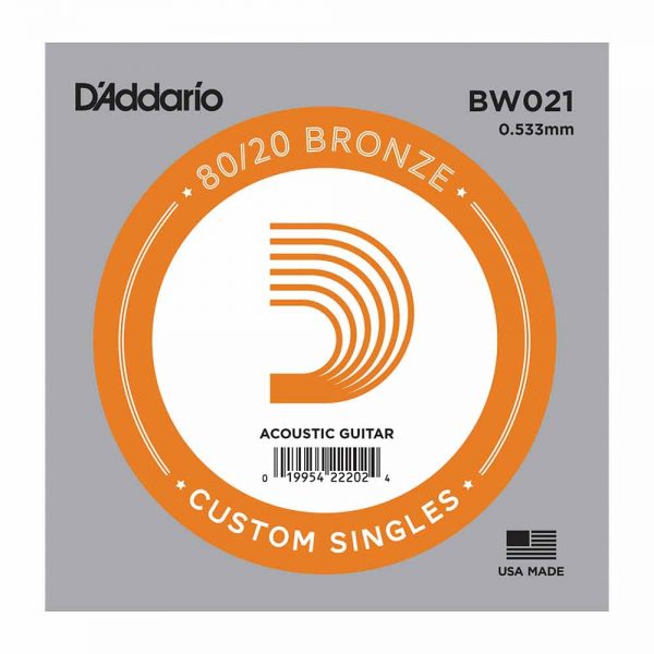 מיתר בודד לגיטרה אקוסטית דדריו 0.21 - Daddario BW021 Nickel Wound Single