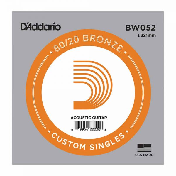 מיתר בודד לגיטרה אקוסטית דדריו 0.52 - Daddario BW052 Nickel Wound Single