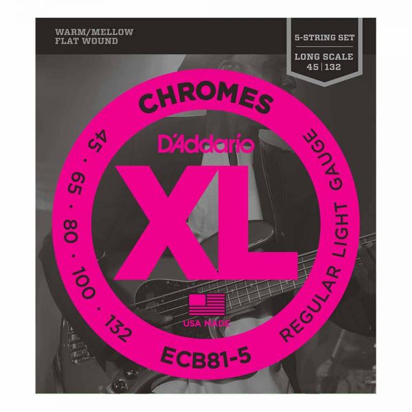 סט מיתרים לגיטרה בס דדריו 45-132 - Daddario ECB81-5 Chromes Bass Guitar Strings