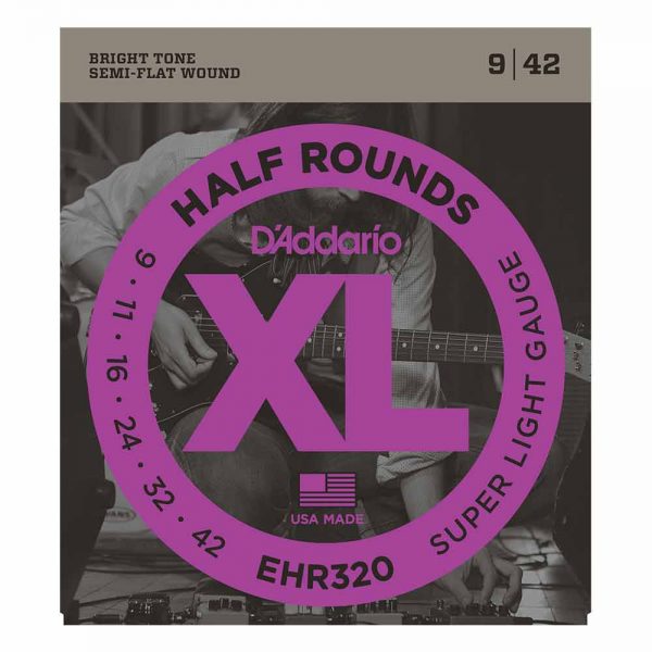 סט מיתרים לגיטרה חשמלית דדריו 09-42 - Daddario EHR320 Half Rounds Electric Guitar Strings