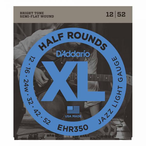 סט מיתרים לגיטרה חשמלית דדריו 12-52 - Daddario EHR350 Half Rounds Electric Guitar Strings