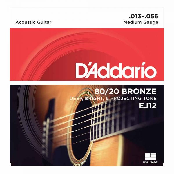 סט מיתרים לגיטרה אקוסטית דדריו 13-56 - Daddario EJ12 80/20 Acoutic Guitar Strings