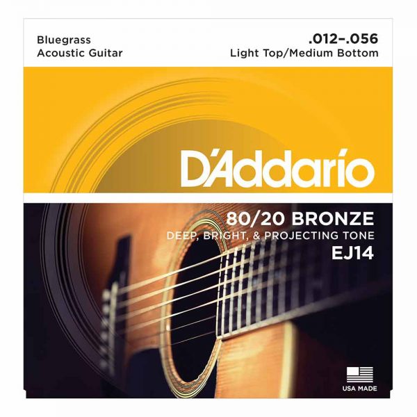 סט מיתרים לגיטרה אקוסטית דדריו 12-56 - Daddario EJ14 80/20 Acoutic Guitar Strings