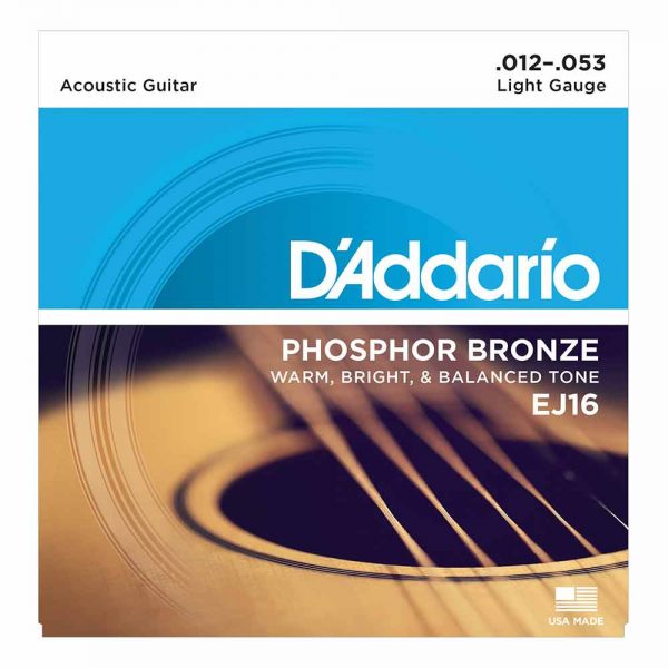 סט מיתרים לגיטרה אקוסטית דדריו 12-53 - Daddario EJ16 Phosphor Bronze Acoutic Guitar Strings