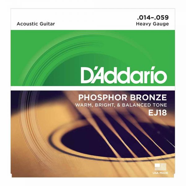 סט מיתרים לגיטרה אקוסטית דדריו 14-59 - Daddario EJ18 Phosphor Bronze Acoustic Guitar Strings
