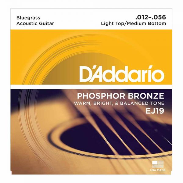 סט מיתרים לגיטרה אקוסטית דדריו 12-56 - Daddario EJ19 Phosphor Bronze Acoutic Guitar Strings