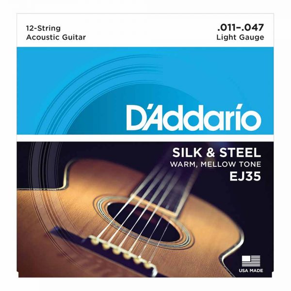 סט מיתרים לגיטרה אקוסטית דדריו 11-47 - Daddario EJ35 12String Silk & Steel Acoustic Guitar Strings
