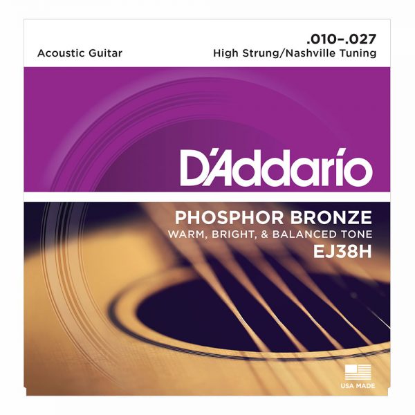 סט מיתרים לגיטרה אקוסטית דדריו 10-27 - Daddario EJ38H Phosphor Bronze High Strung/Nashville Tuning Acoustic Guitar Strings