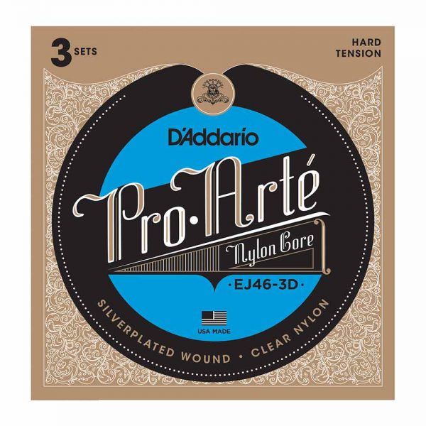 מיתרים לגיטרה קלאסית דדריו - מארז 3 סטים - Daddario EJ46-3D Pro Arte Nylon Core Classic Guitar Strings