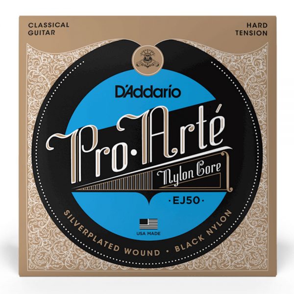 סט מיתרים לגיטרה קלאסית דדריו - Daddario EJ50 Pro Arte Black Nylon Hard Tension Classic Guitar Strings