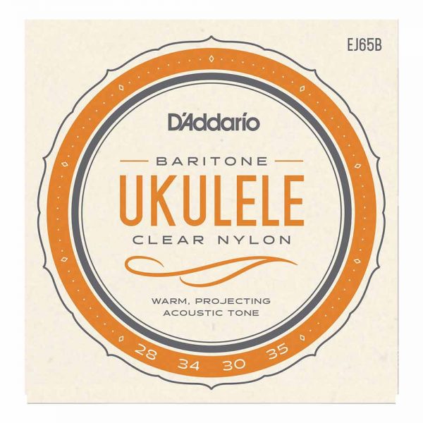 סט מיתרים ליוקולילי טנור דדריו - Daddario EJ65B Baritone Ukulele Clear Nylon