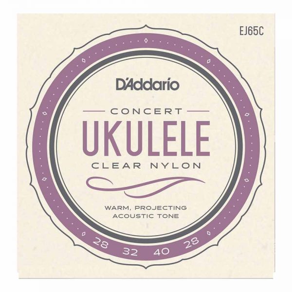 סט מיתרים ליוקולילי טנור דדריו - Daddario EJ65C Concert Ukulele Clear Nylon