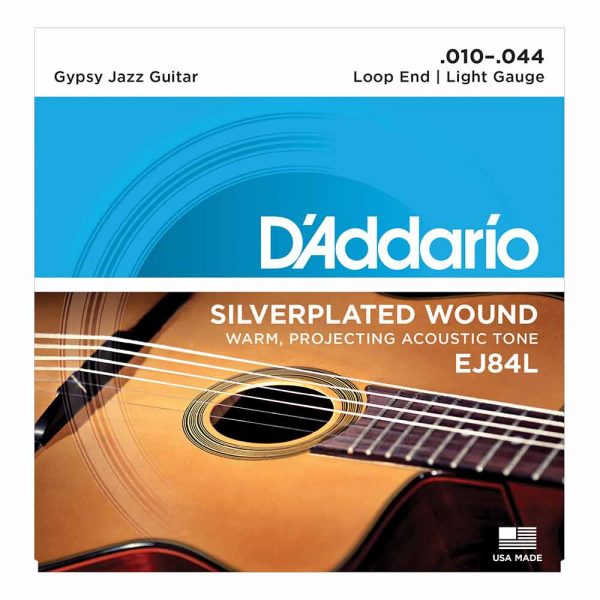 סט מיתרים לגיטרה אקוסטית דדריו 10-44 - Daddario EJ84L Silverplated Wound Gypsy Jazz Acoustic Guitar Strings