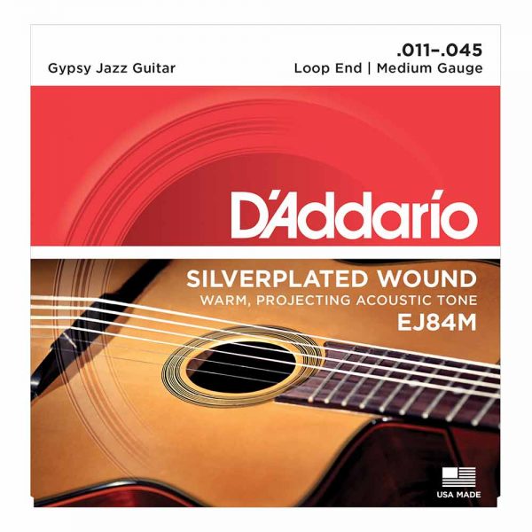 סט מיתרים לגיטרה אקוסטית דדריו 11-45 - Daddario EJ84M Silverplated Wound Gypsy Jazz Acoustic Guitar Strings