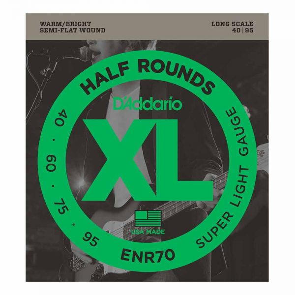 סט מיתרים לגיטרה בס דדריו 40-95 - Daddario ENR70 Half Rounds Bass Guitar Strings