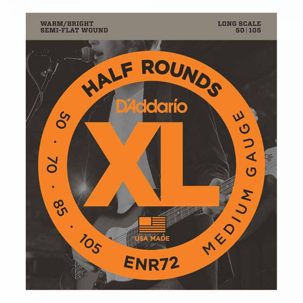 סט מיתרים לגיטרה בס דדריו 50-105 - Daddario ENR72 Half Rounds Bass Guitar Strings