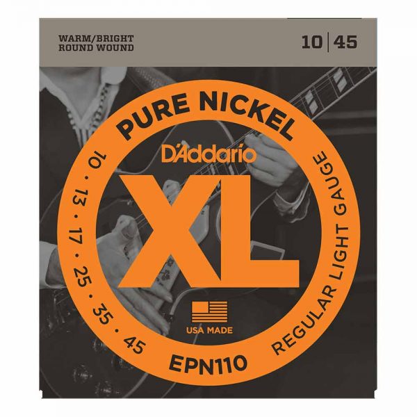 סט מיתרים לגיטרה חשמלית דדריו 10-45 - Daddario EPN110 Pure Nickel Electric Guitar Strings