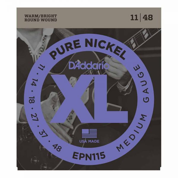 סט מיתרים לגיטרה חשמלית דדריו 11-48 - Daddario EPN115 Pure Nickel Electric Guitar Strings