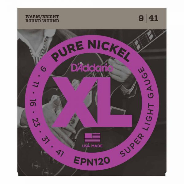 סט מיתרים לגיטרה חשמלית דדריו 09-41 - Daddario EPN120 Pure Nickel Electric Guitar Strings