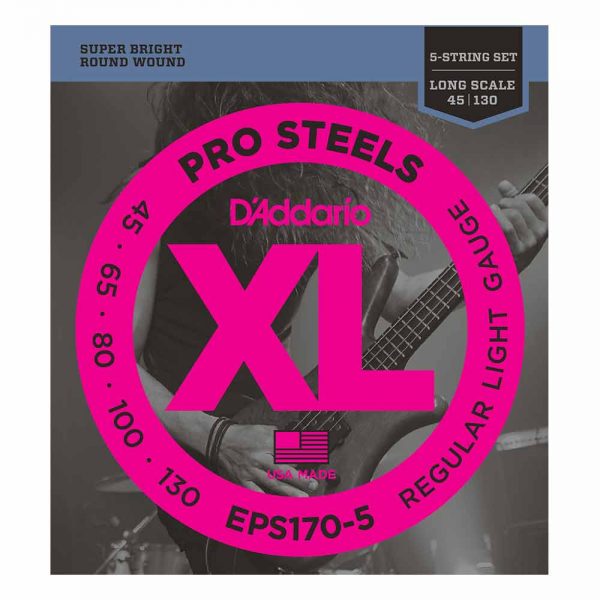 סט מיתרים לגיטרה בס 5 מיתרים דדריו 45-130 - Daddario EPS170-5 Pro Steels Bass Guitar Strings