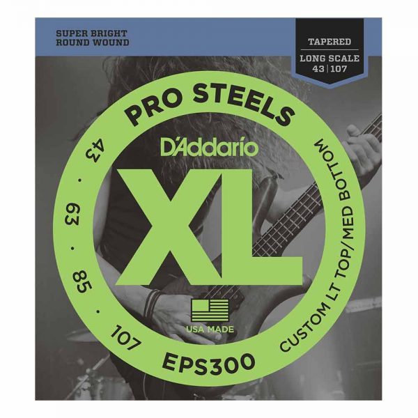 סט מיתרים לגיטרה בס דדריו 43-107 - Daddario EPS300 Pro Steels Bass Guitar Strings