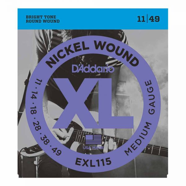 סט מיתרים לגיטרה חשמלית דדריו 11-49 - Daddario EXL115 Nickel Wound Electric Guitar Strings