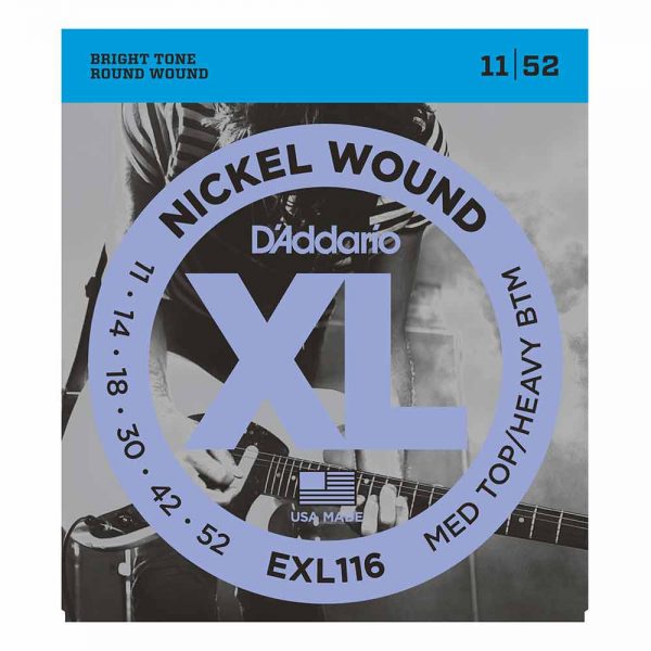 סט מיתרים לגיטרה חשמלית דדריו 11-52 - Daddario EXL116 Nickel Wound Electric Guitar Strings
