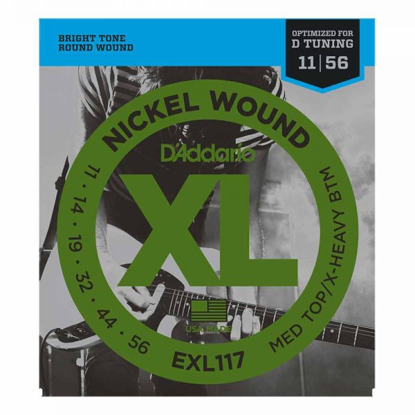 סט מיתרים לגיטרה חשמלית דדריו 11-56 - Daddario EXL117 Nickel Wound Electric Guitar Strings