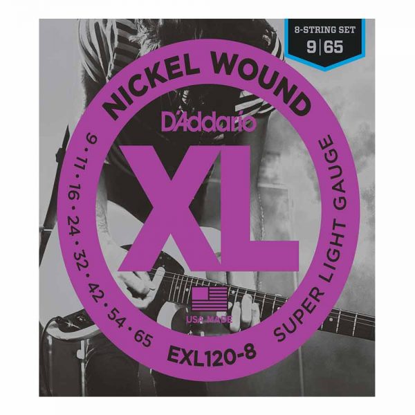 סט מיתרים לגיטרה חשמלית 8 מיתרים דדריו 09-54 - Daddario EXL120-8 Nickel Wound Electric Guitar Strings