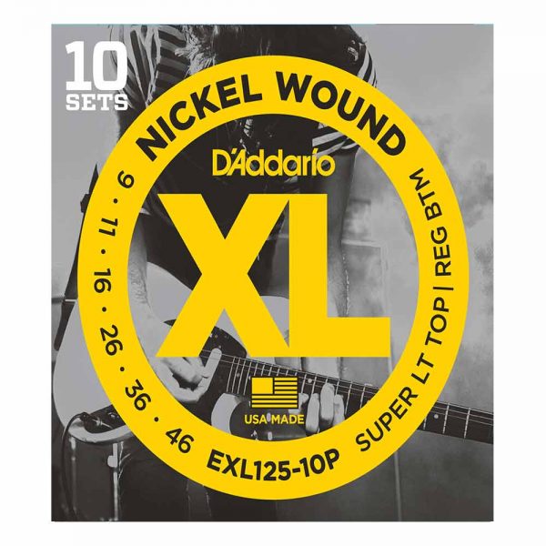 מיתרים לגיטרה חשמלית דדריו 09-46 - מארז 10 סטים - Daddario EXL125-10P Nickel Wound Electric Guitar Strings