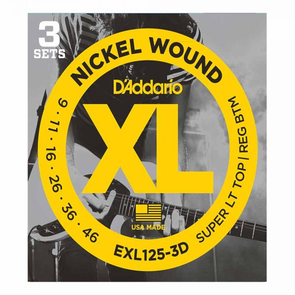 מיתרים לגיטרה חשמלית דדריו 09-46 - מארז 3 סטים - Daddario EXL125-3D Nickel Wound Electric Guitar Strings