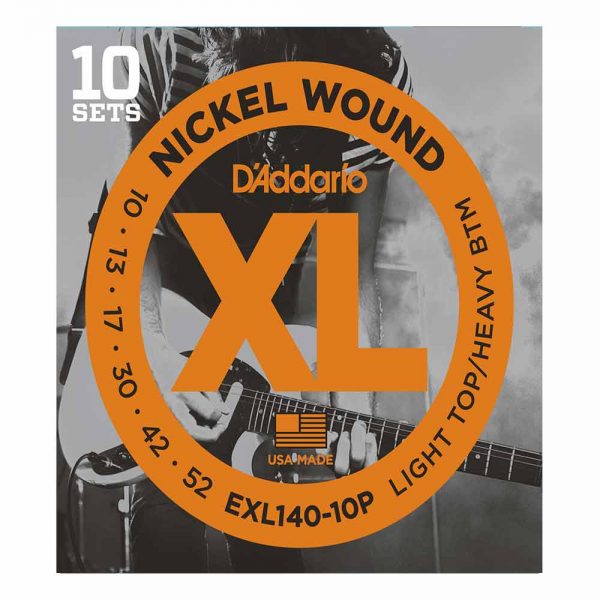 מיתרים לגיטרה חשמלית דדריו 10-52 - מארז 10 סטים - Daddario EXL140-10P Nickel Wound Electric Guitar Strings