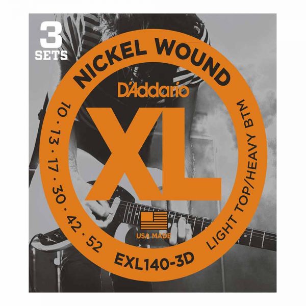 מיתרים לגיטרה חשמלית דדריו 10-52 - מארז 3 סטים - Daddario EXL140-3D Nickel Wound Electric Guitar Strings