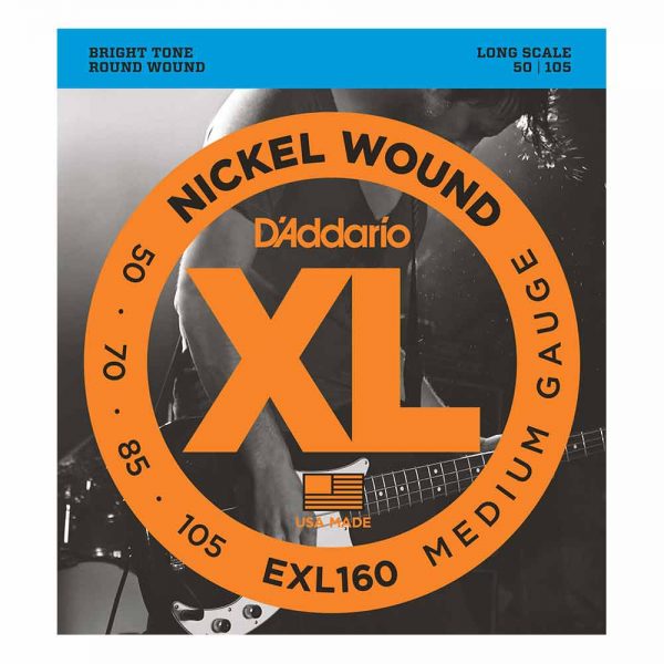 סט מיתרים לגיטרה בס דדריו - 50-105 - Daddario EXL160 Nickel Wound Bass Guitar Strings