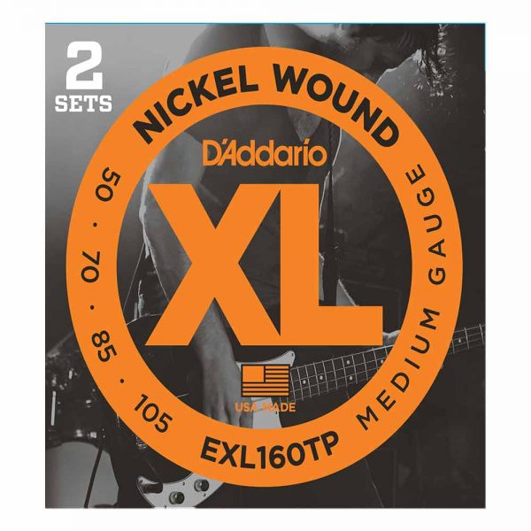 מיתרים לגיטרה בס דדריו 50-105 - מארז 2 סטים - Daddario EXL160TP Nickel Wound Bass Guitar Strings