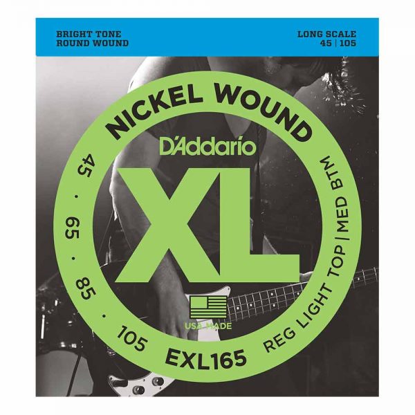 סט מיתרים לגיטרה בס דדריו 45-105 - Daddario EXL165 Nickel Wound Bass Guitar Strings