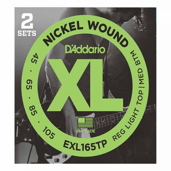מיתרים לגיטרה בס דדריו - מארז 2 סטים - Daddario EXL165TP 2 Pack Nickel Wound Bass Guitar Strings