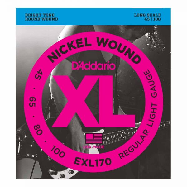 סט מיתרים לגיטרה בס דדריו 45-100 - Daddario EXL170 Nickel Wound Bass Guitar Strings