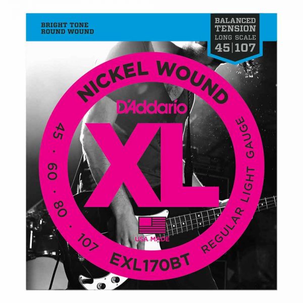 סט מיתרים לגיטרה בס דדריו 45-107 - Daddario EXL170BT Nickel Wound Bass Guitar Strings
