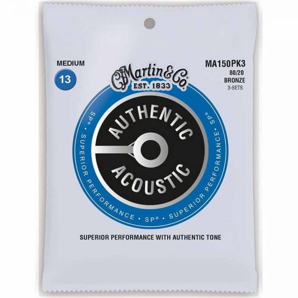 מיתרים לגיטרה אקוסטית מרטין 13-56 - מארז 3 סטים - Martin MA150PK3 80/20 Bronze Acoustic Guitar Strings
