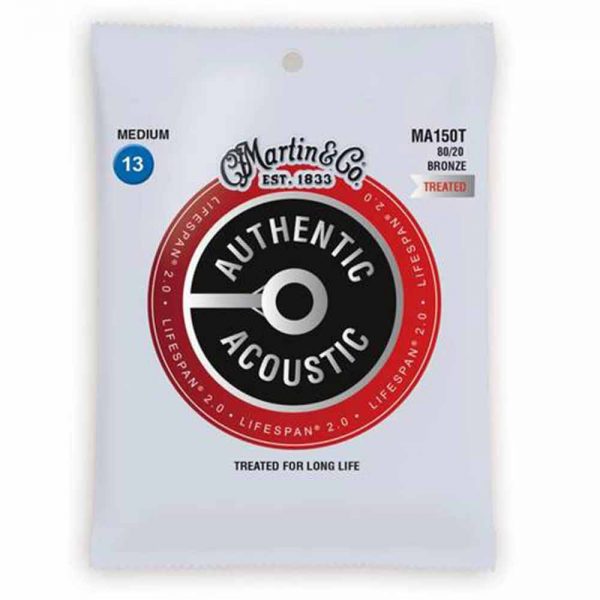 סט מיתרים לגיטרה אקוסטית מרטין Martin MA150T 80/20 Bronze Treated Acoustic Guitar Strings - 13-56