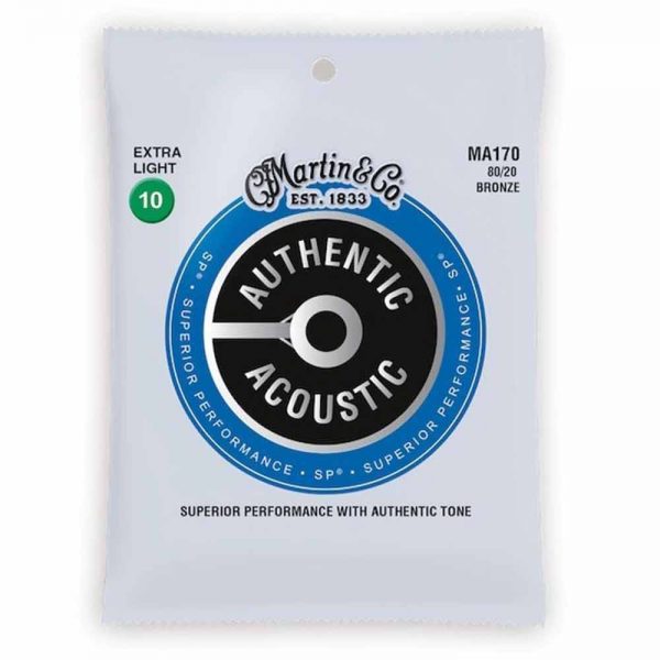 סט מיתרים לגיטרה אקוסטית מרטין Martin MA170 80/20 Bronze Acoustic Guitar Strings  -10-47