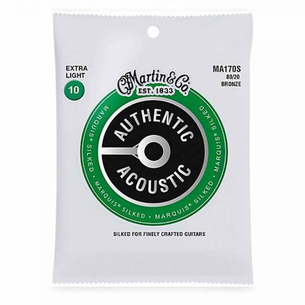 סט מיתרים לגיטרה אקוסטית מרטין Martin MA170S 80/20 Bronze Silked Acoustic Guitar Strings - 10-47
