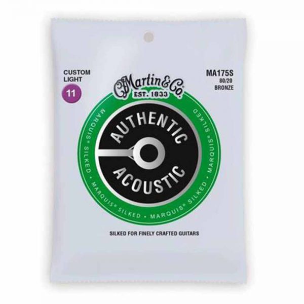 סט מיתרים לגיטרה אקוסטית מרטין Martin MA175S 80/20 Bronze Silked Acoustic Guitar Strings - 11-52