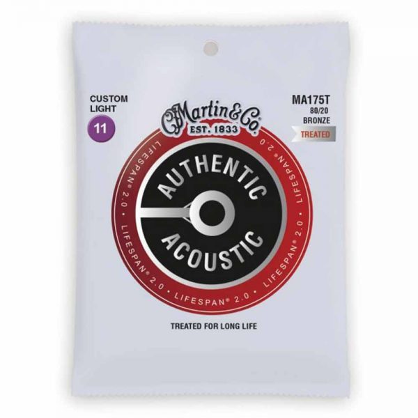 סט מיתרים לגיטרה אקוסטית מרטין Martin MA175T 80/20 Bronze Treated Acoustic Guitar Strings - 11-52