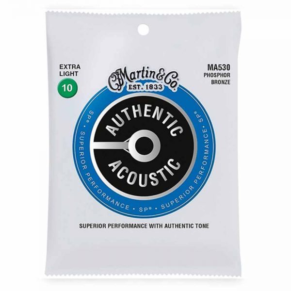 סט מיתרים לגיטרה אקוסטית מרטין Martin MA530 Phosphor Bronze Acoustic Guitar Strings - 10-47