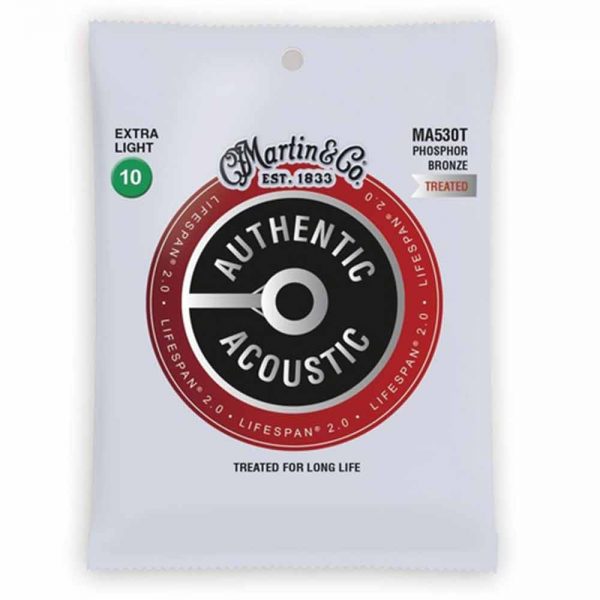 סט מיתרים לגיטרה אקוסטית מרטין Martin MA530T Phosphor Bronze Treated Acoustic Guitar Strings - 10-47